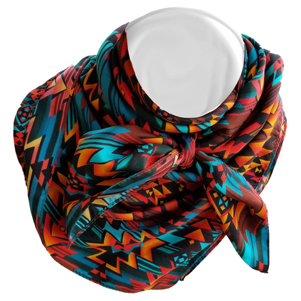 aztec pattern red and teal scarf